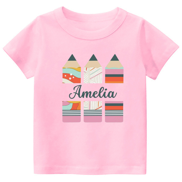 Personalized Geometric Retro Pencil Kids Shirts