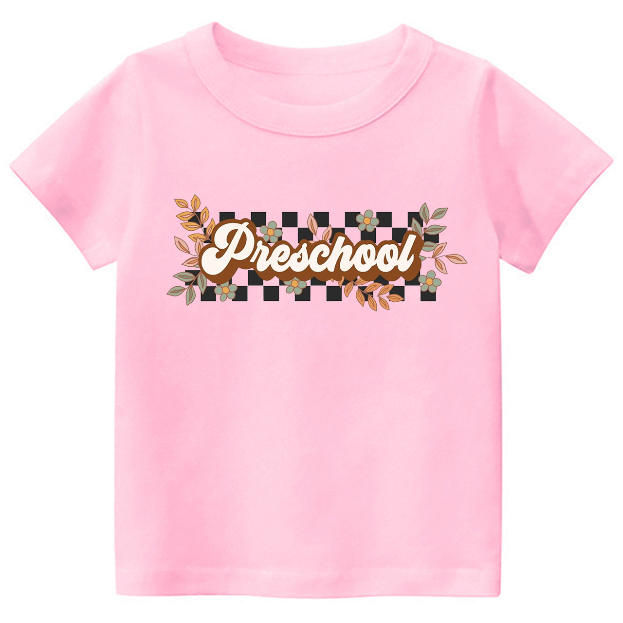 Natural Retro Floral Pre School T-shirt