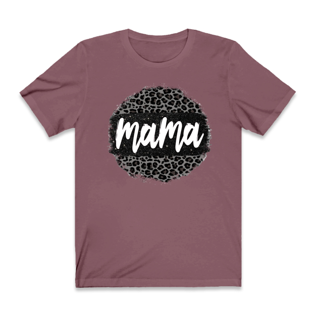 Black Leopard Mama Circle Retro T-Shirt