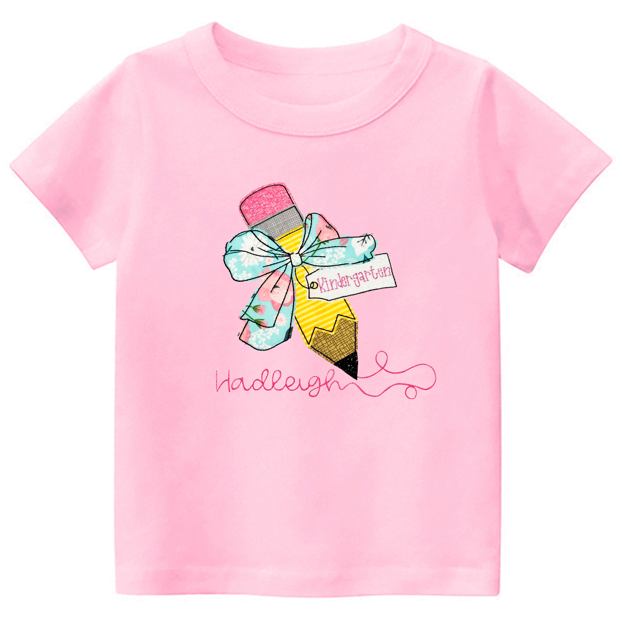 Personalized Pencil And Bow Back To School Shirt For Kids