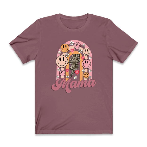 Retro Floral Heart Smiley Face Mama Tees