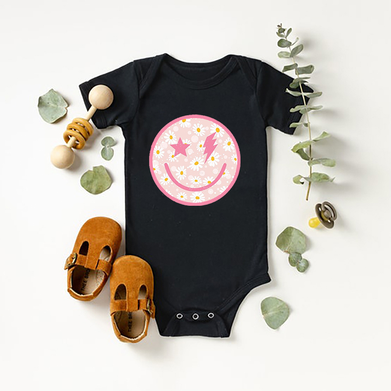Smiley Face Daisy Graphic Bodysuit For Baby
