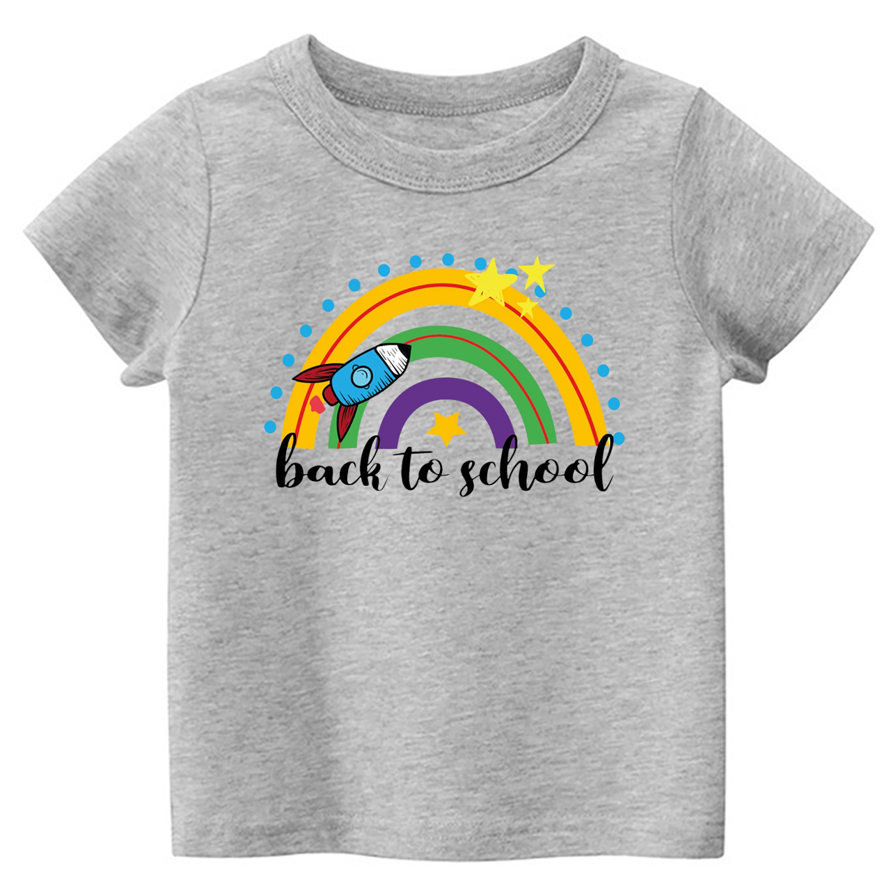 Rocket Rainbow Back To School Kids T-Shirt