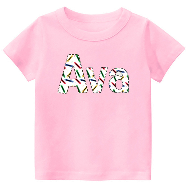 Kids Back to School Tee-Personalized Pencil Name