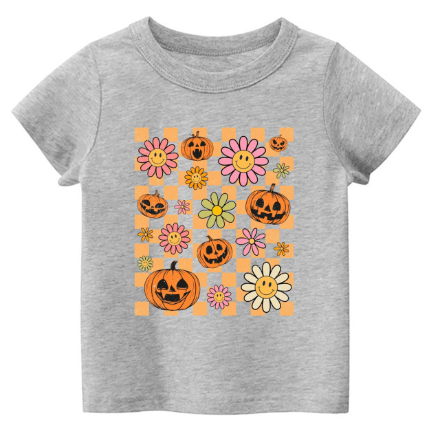 Retro Halloween Pumpkins Natural Kids Shirts