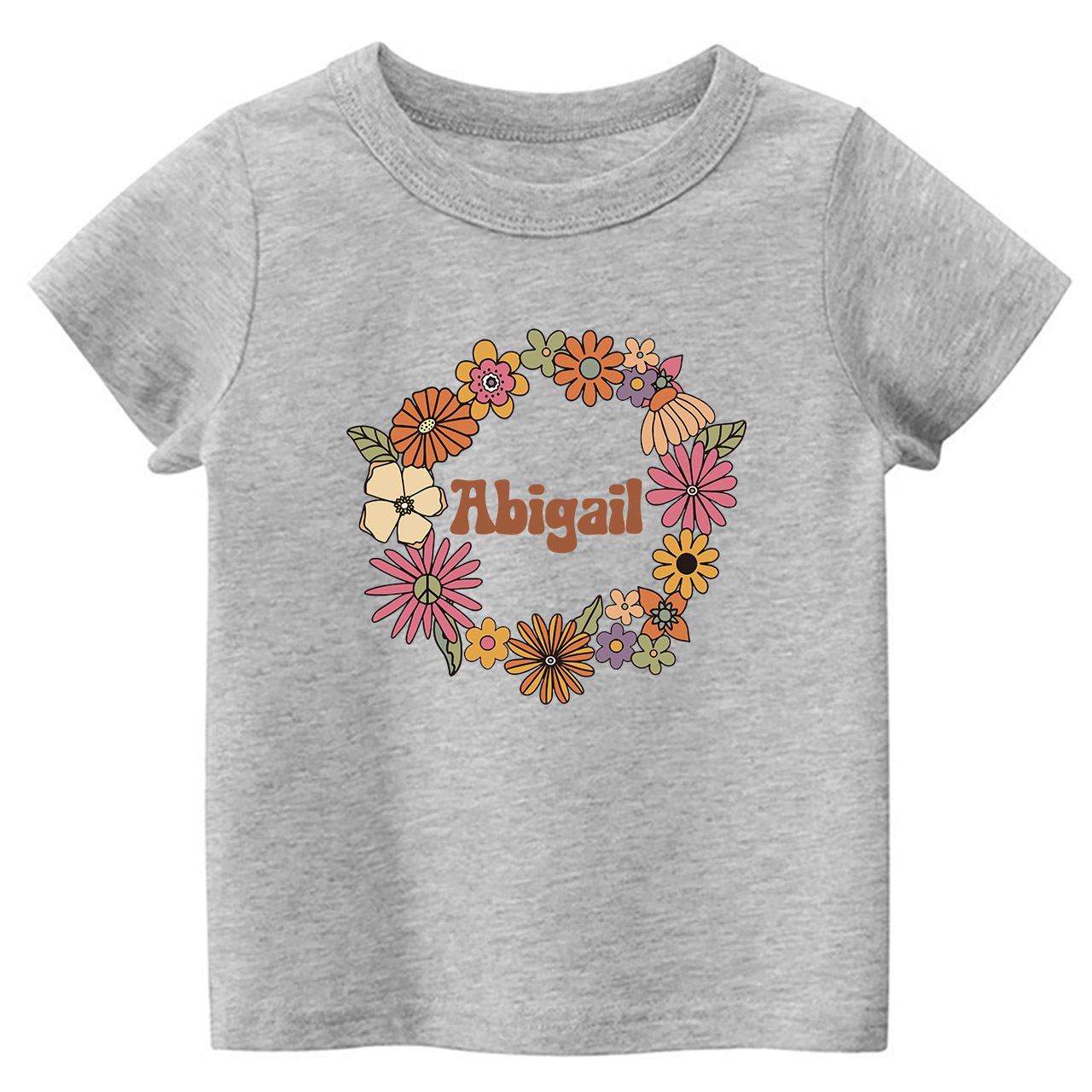 Girls Personalized Name In Floral Wreath Shirt