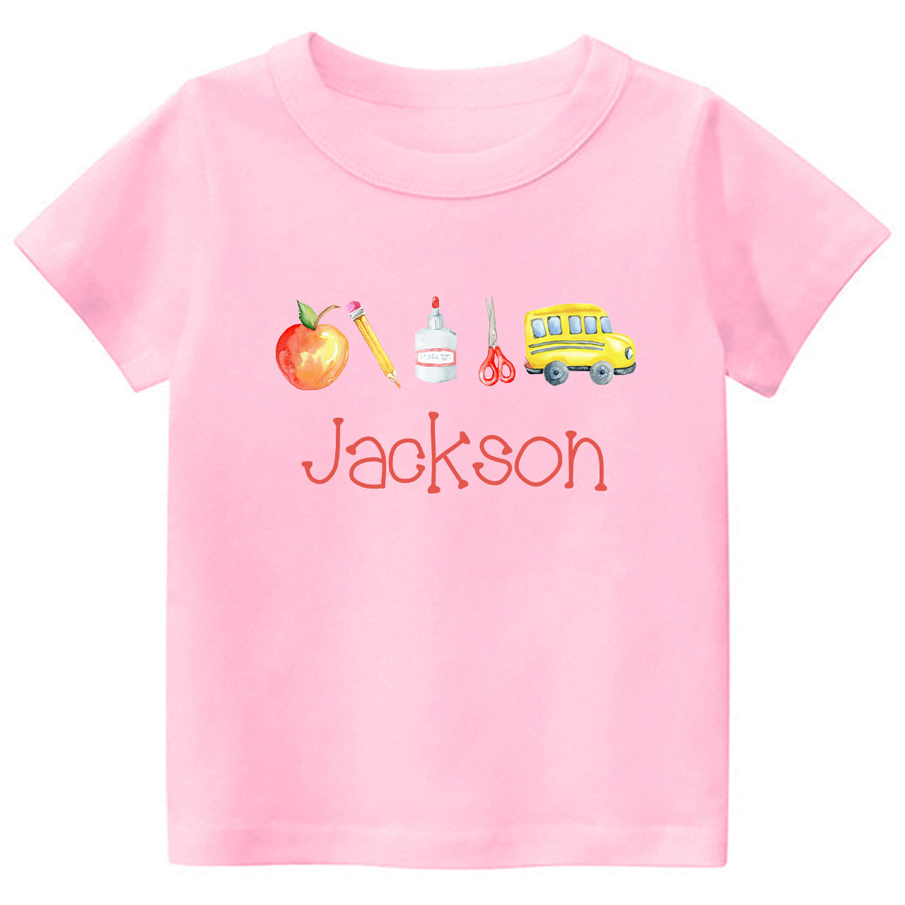 Personalized Back To School Kids Monogram Watercolor Shirt