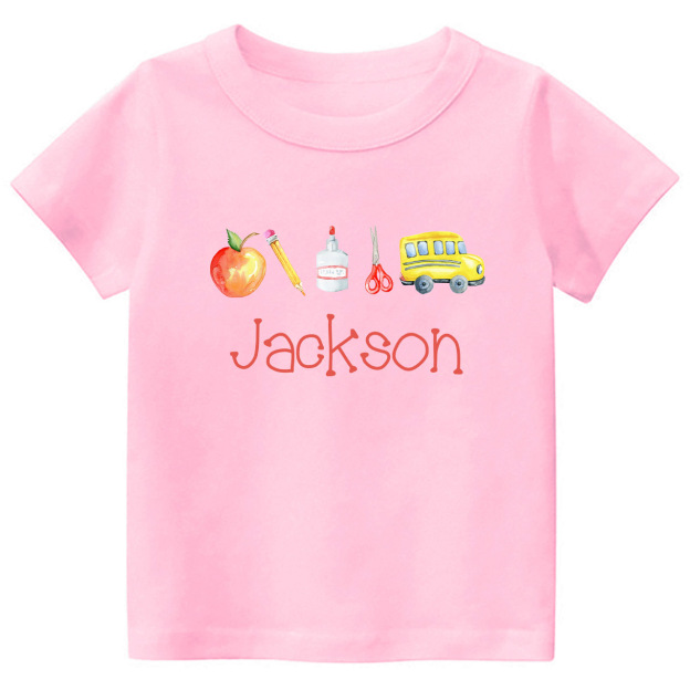 Personalized Back To School Kids Monogram Watercolor Shirt