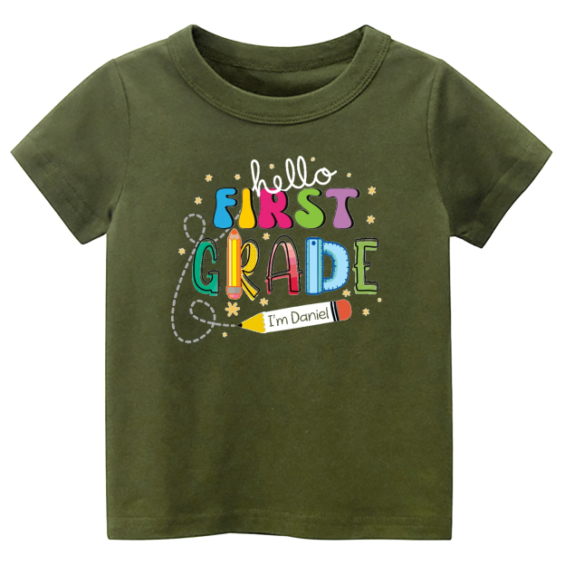 Hello First Grade I'm XXX Back To School Kids Shirt
