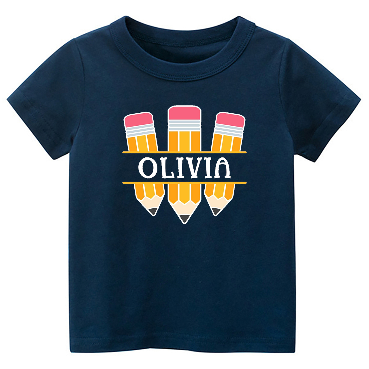 Personalized Name Three Pencil Back To School Kids Shirt