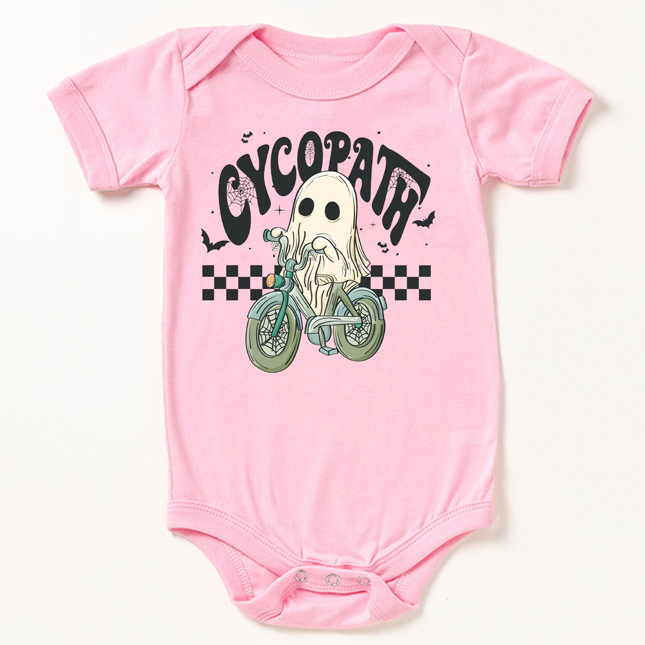Funny Ghost On Bike Baby Halloween Bodysuit