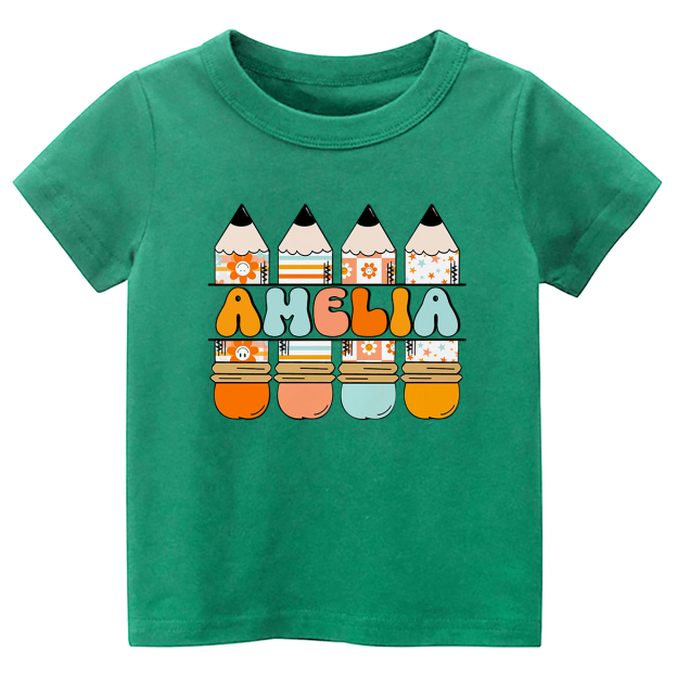 Personalized Pencil Kids Name Back To School Toddler Shirts