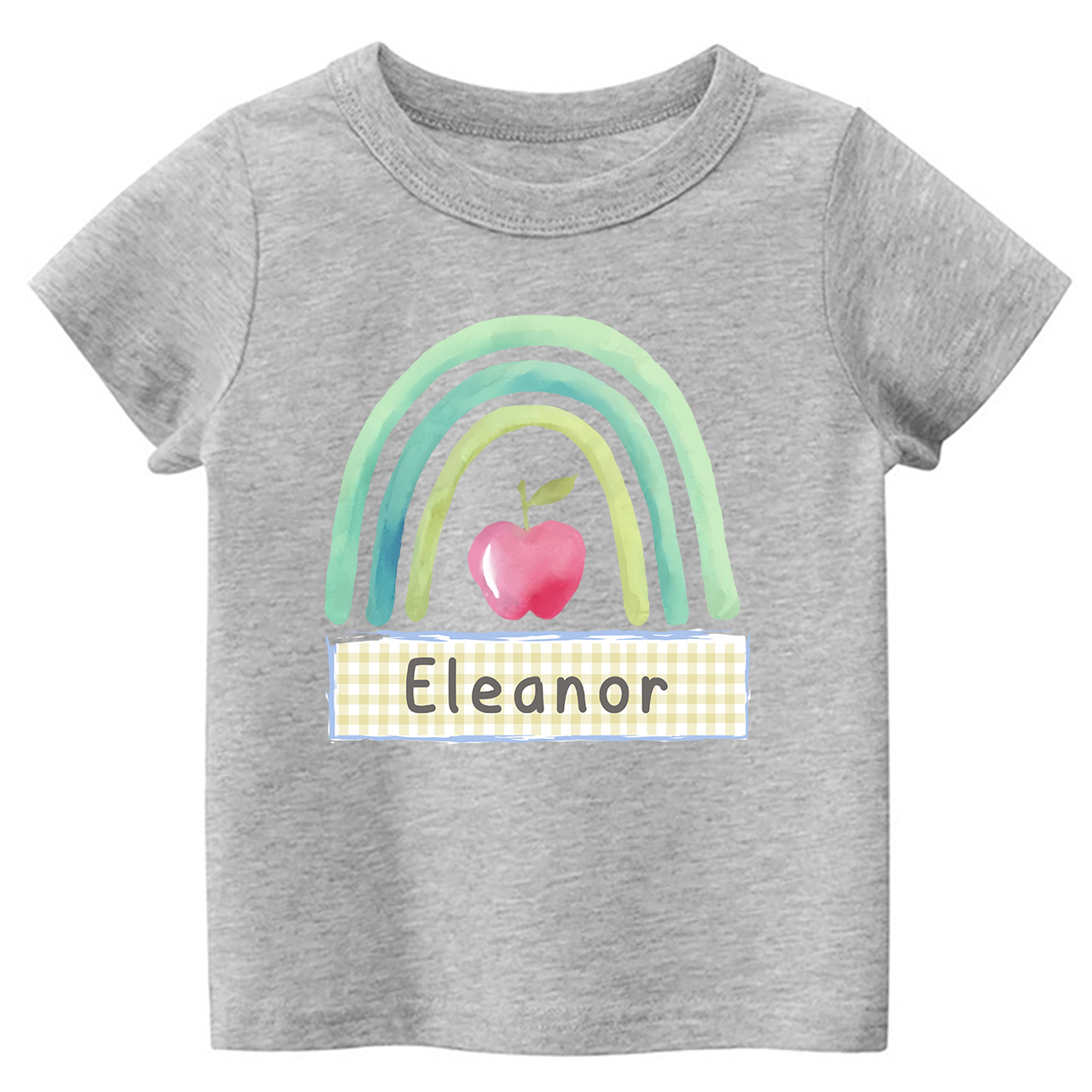 Personalized Apple Rainbow Name Monogram Kids Shirt