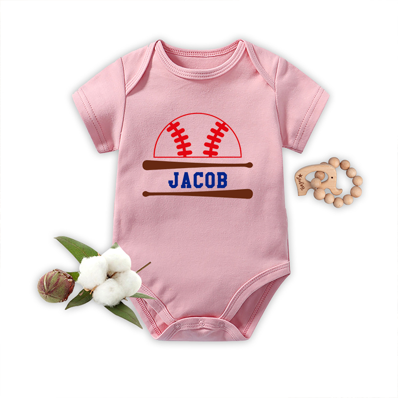 Personalized Baseball Bat Bodysuit For Baby