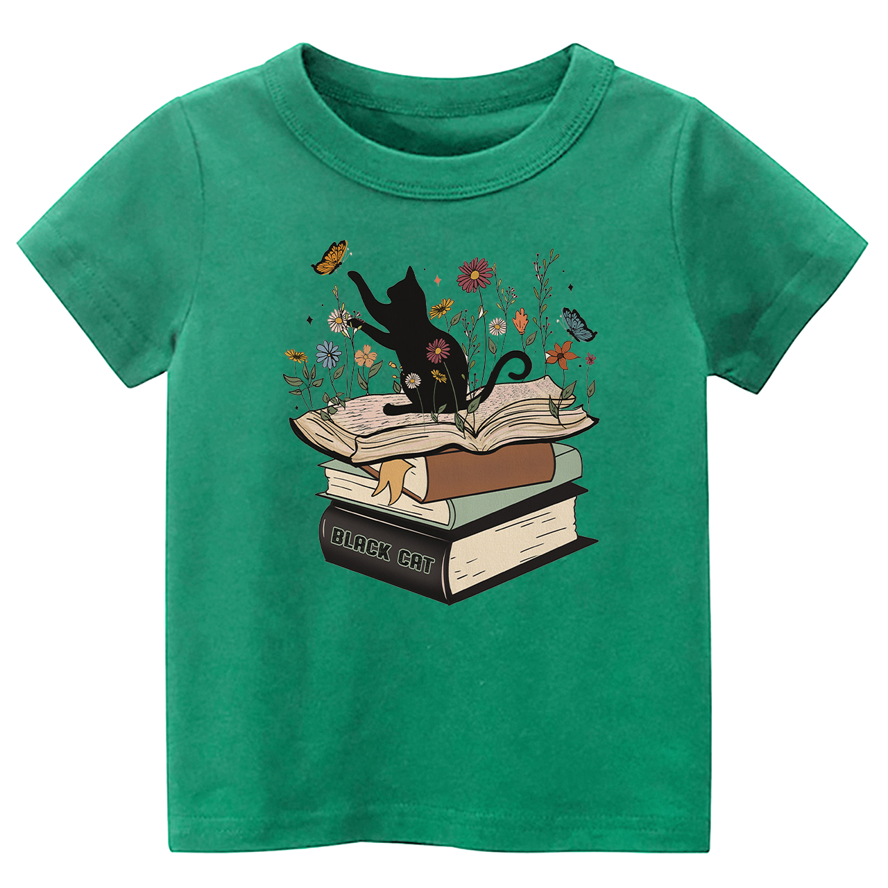 Halloween Playful Cat Flower Retro Kids Shirt 