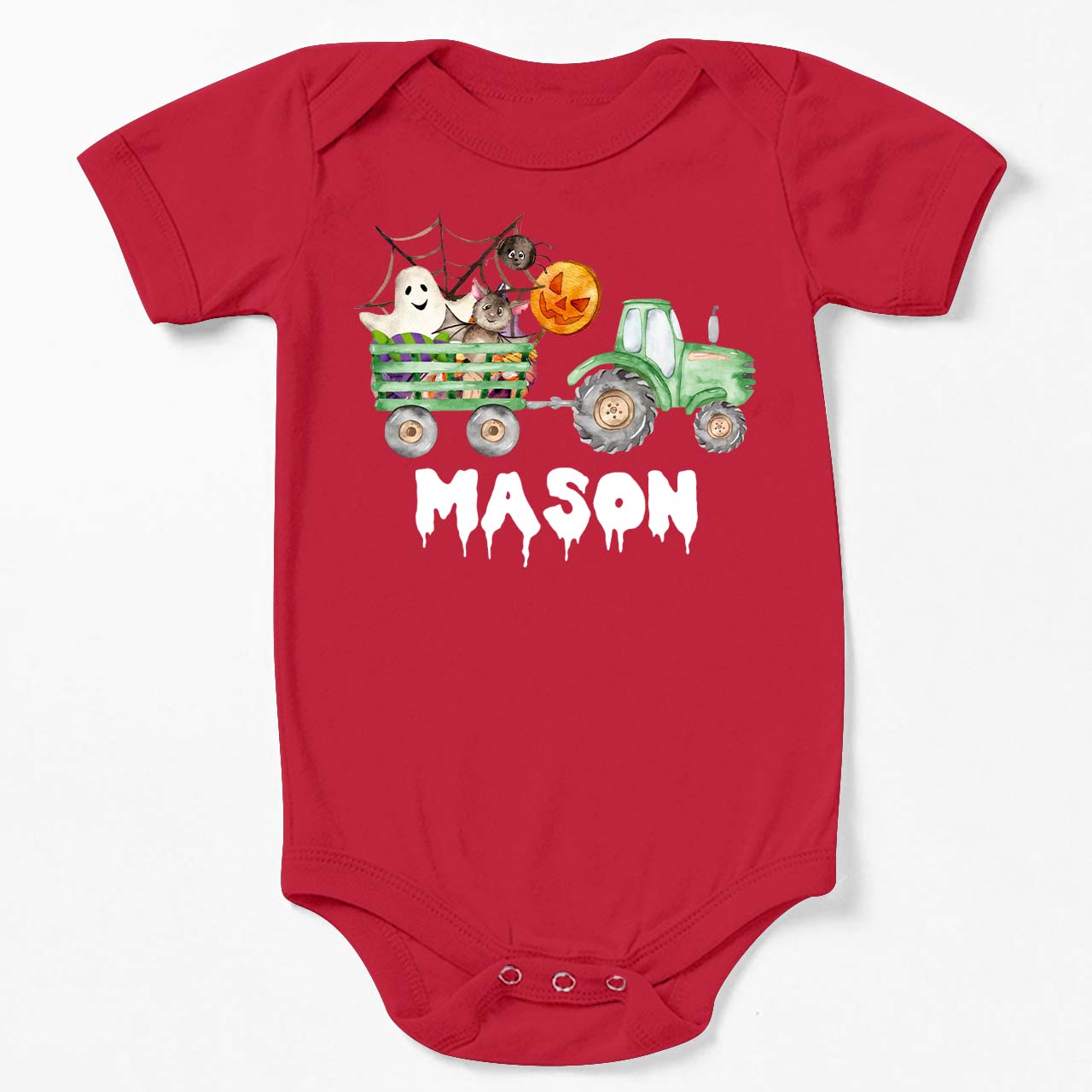 Custom Green Tractor Halloween Bodysuit For Baby
