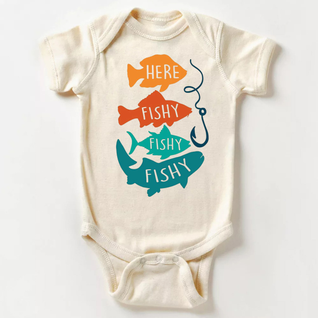 Retro Fishing Bodysuit For Baby