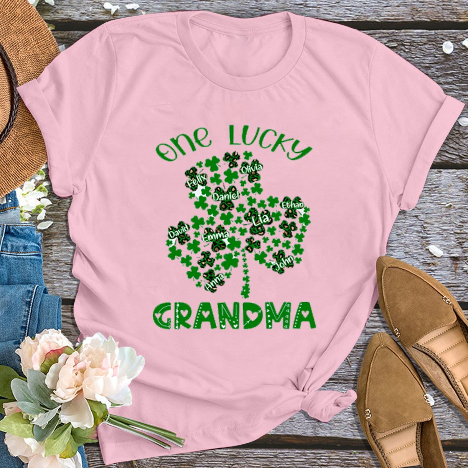 Lucky Grandma Personalized Shirt