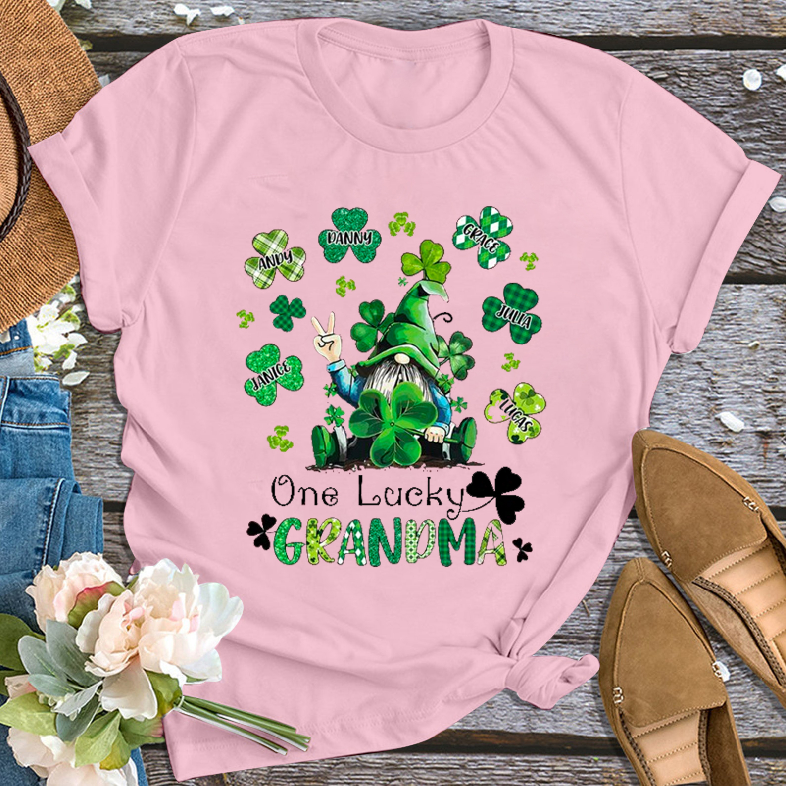 One Lucky Grandma Personalized Shirt