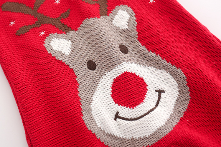 Red Deer Christmas Woolen Bodysuit Set