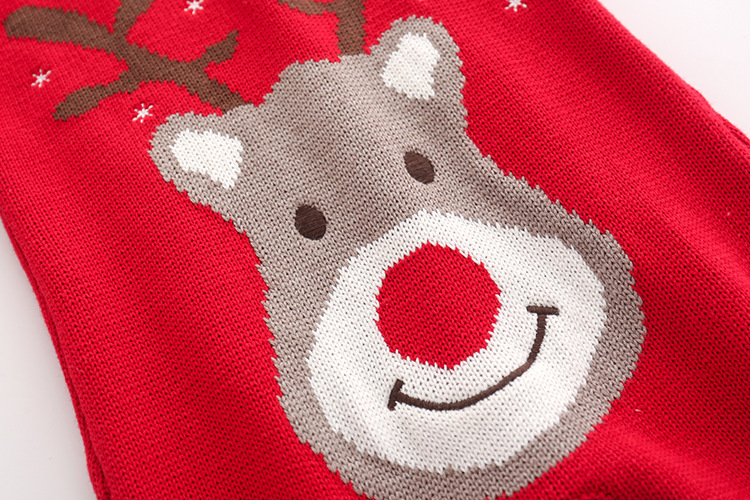 Red Deer Christmas Woolen Bodysuit Set