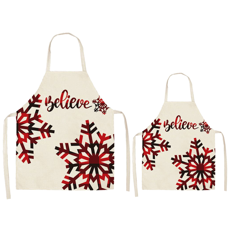 Believe Red Snowflake Christmas Apron Sets For Adult&Kids