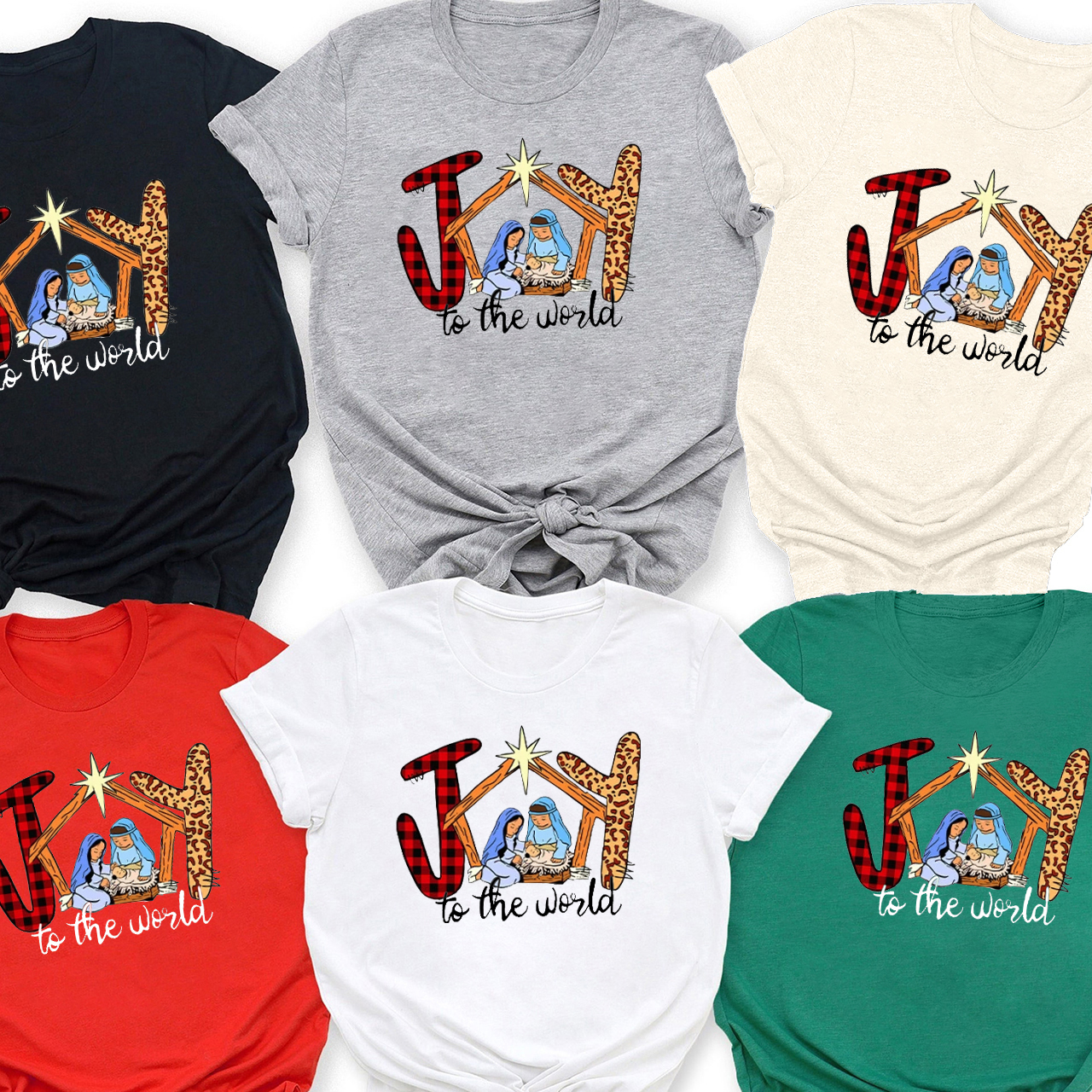 Joy to the World Christian Christmas Family Matching Shirt