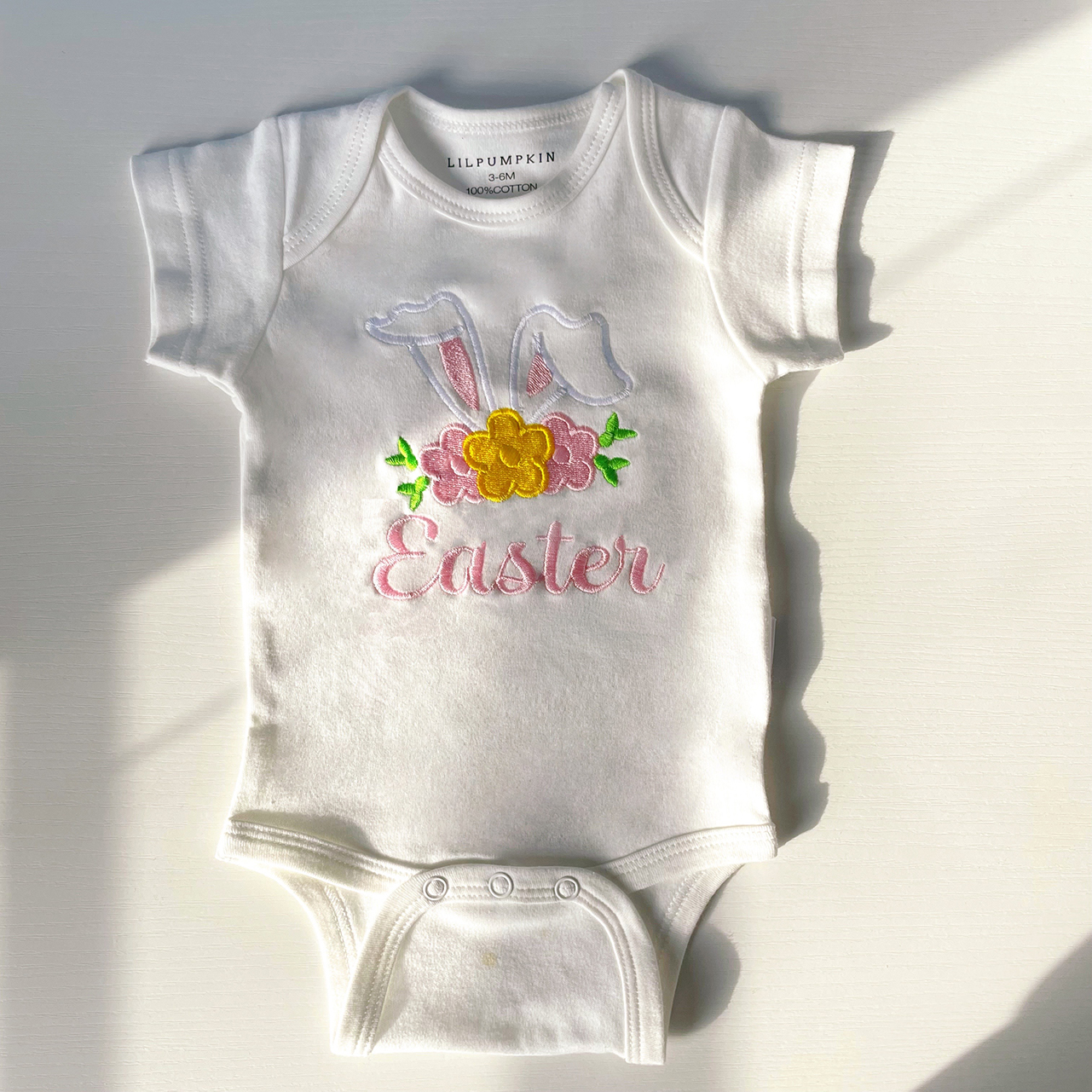 Personalized Baby Embroidery Bodysuit (Easter Bunny Girl)