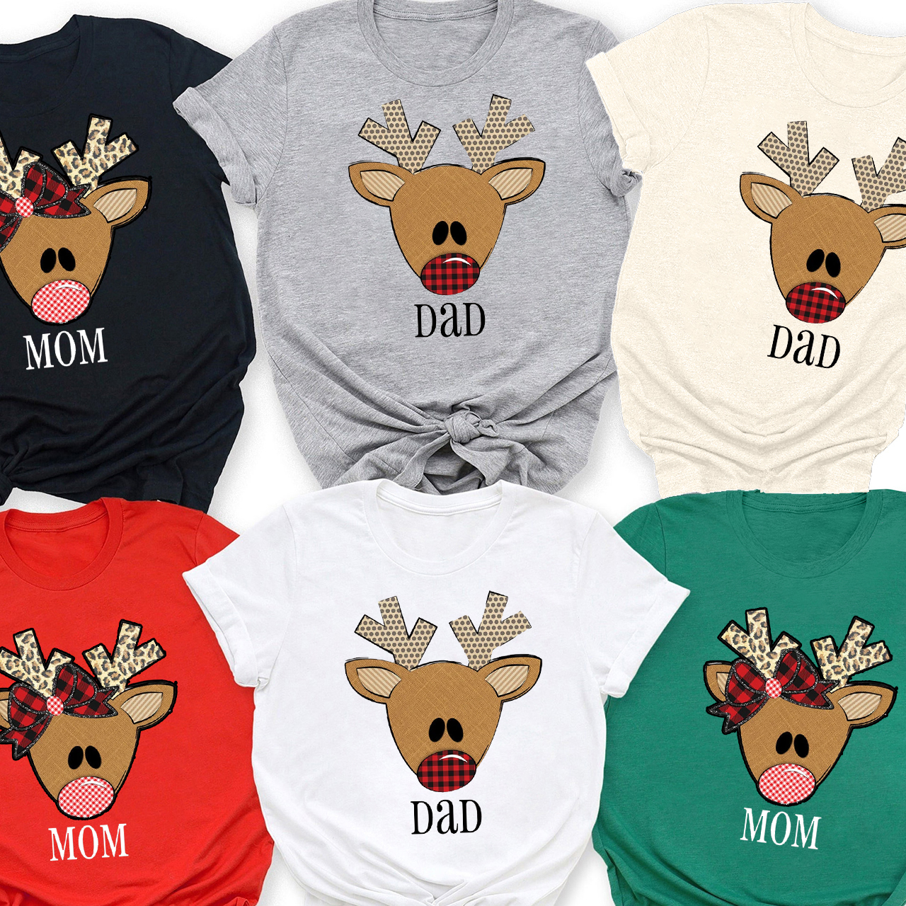 Big Nose Reindeer Christmas Family Matching Shirt