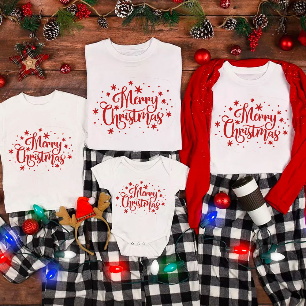 Merry Christmas Snow Print Family Matching Shirt