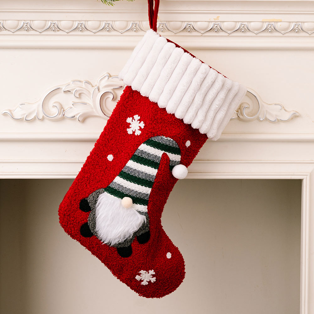 Personalized 4 Colors Christmas Gnome Embroidered Stockings 