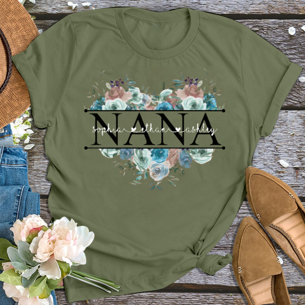 Flower Grandma Shirt Personalized With Name