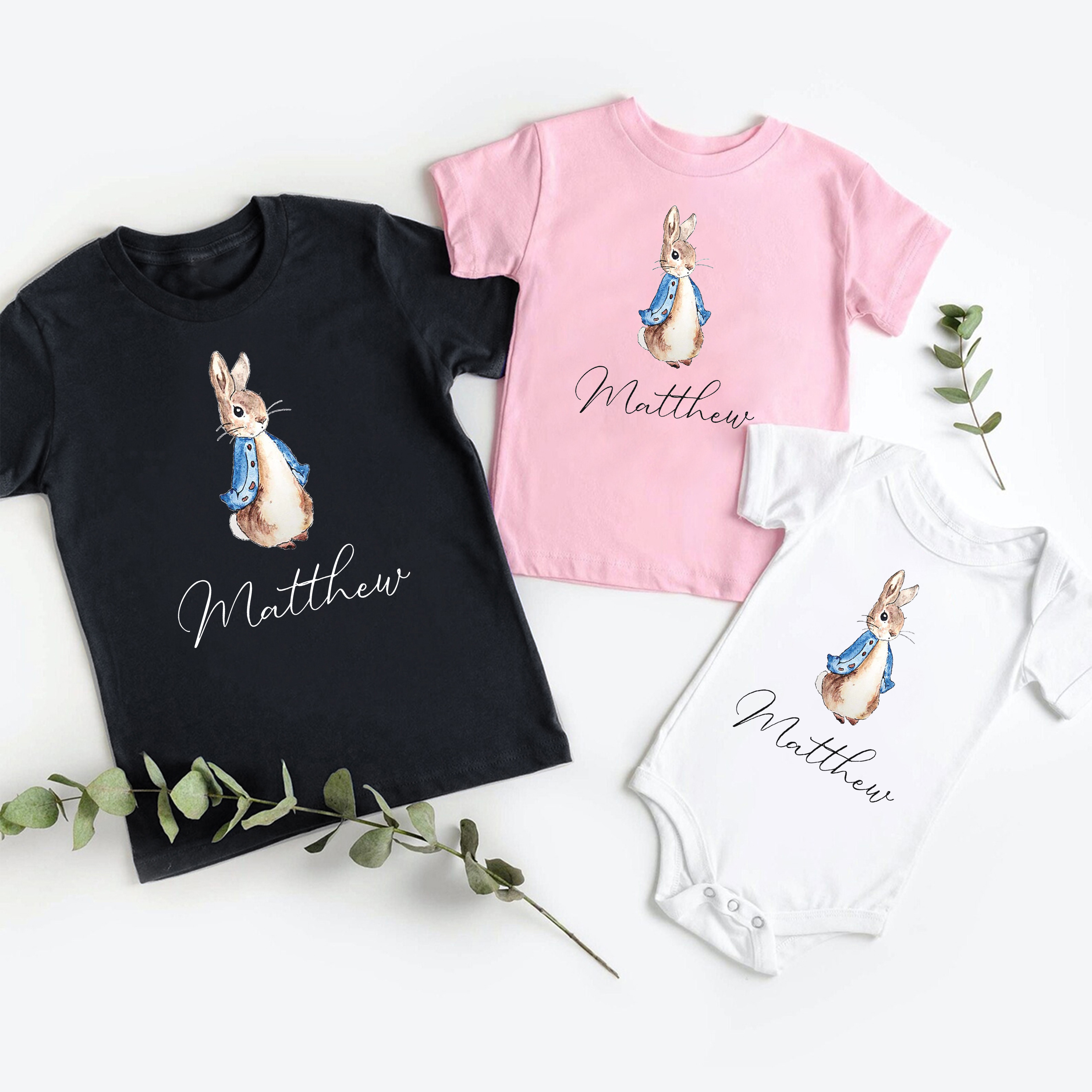 Personalized Bunny Siblings Family Matching Shirt