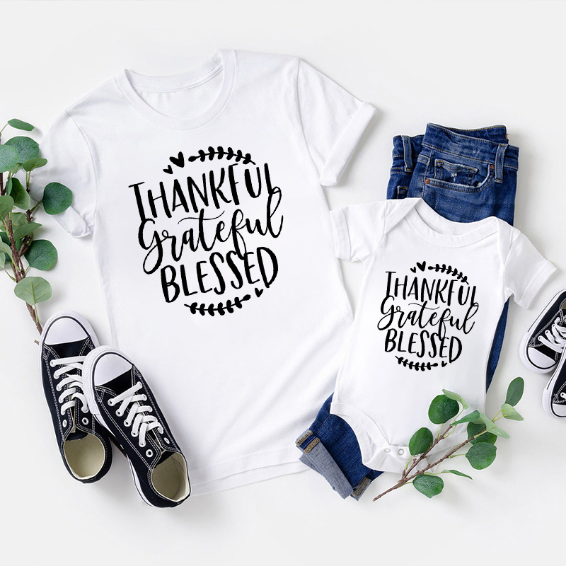 Thankful Grateful Blessed Matching Shirts