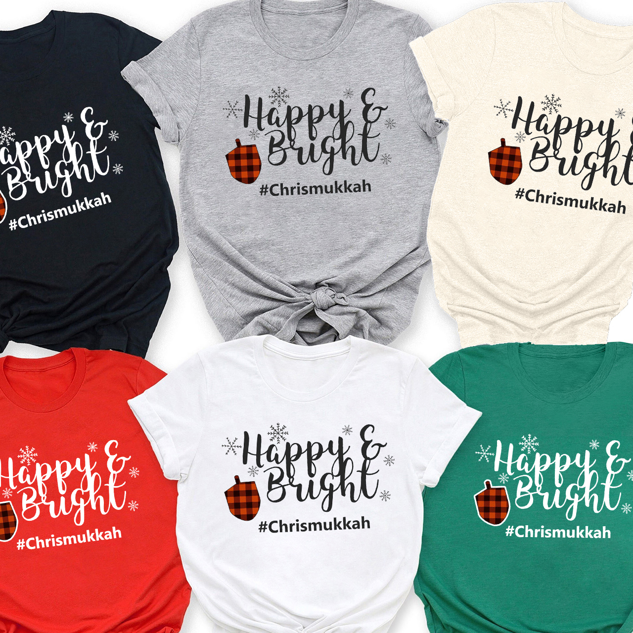 Happy and Bright Chrismukkah Hanukkah Family Matching Shirt