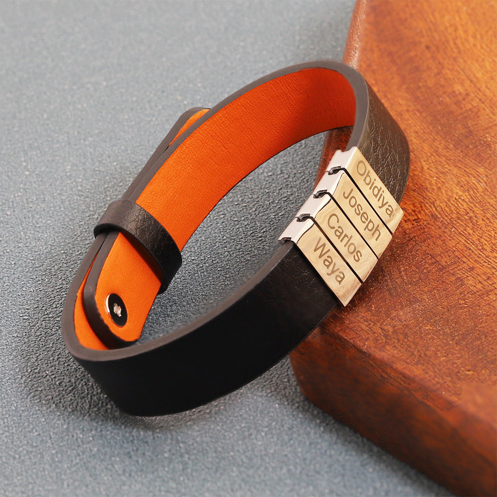 Personalized Daddy Leather Bracelet