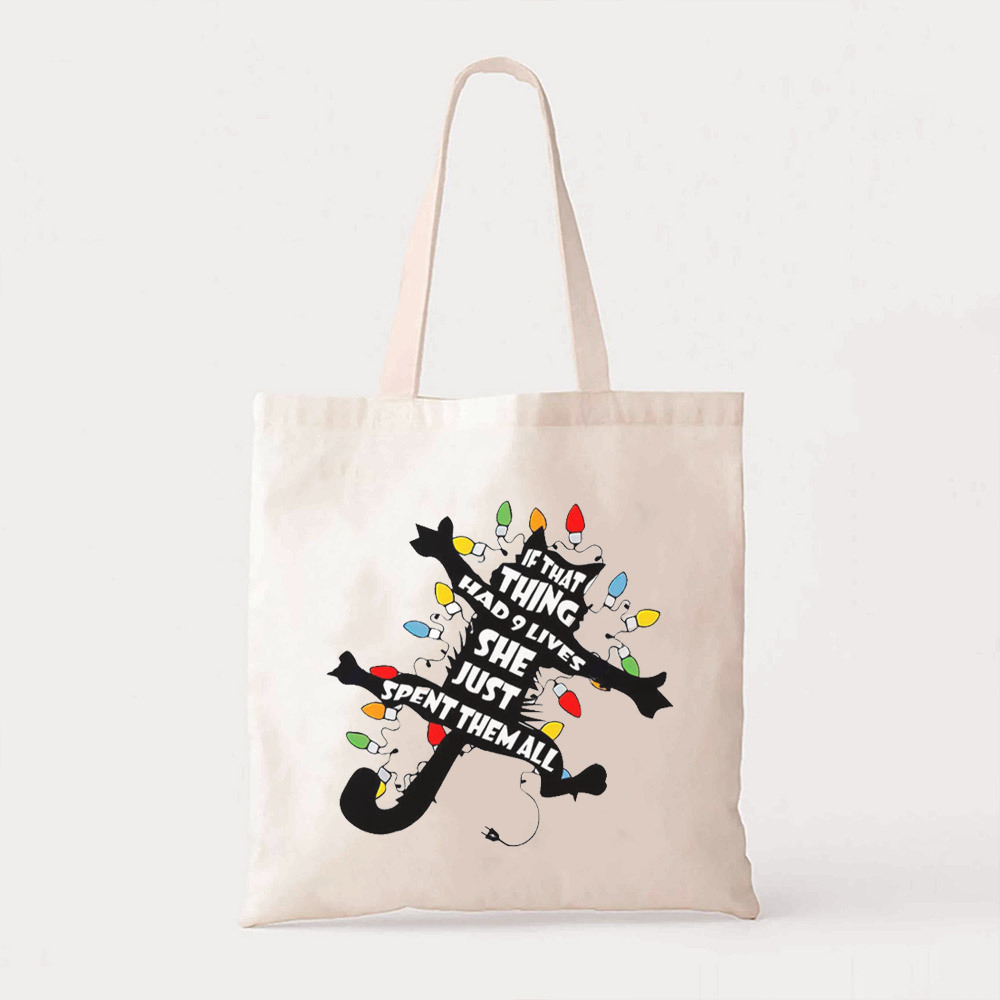 Black Cat Funny Christmas Tote Bag