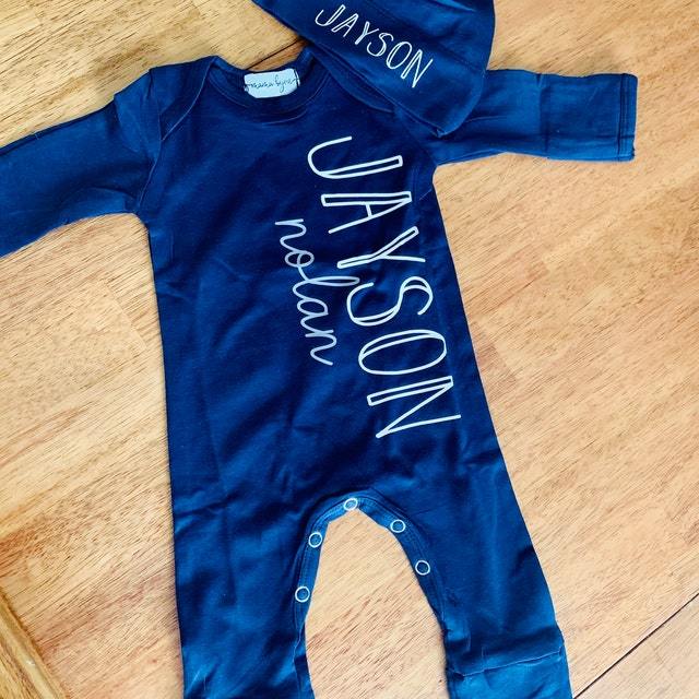 Personalized Baby  Pajamas Coming Home Outfit Sets (With Hat)