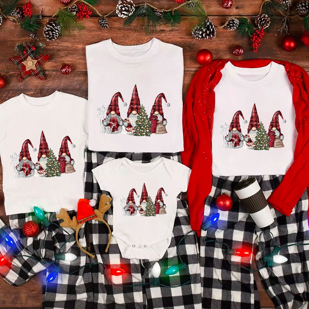 Buffalo Plaid Gnomes Christmas Family Matching Shirt