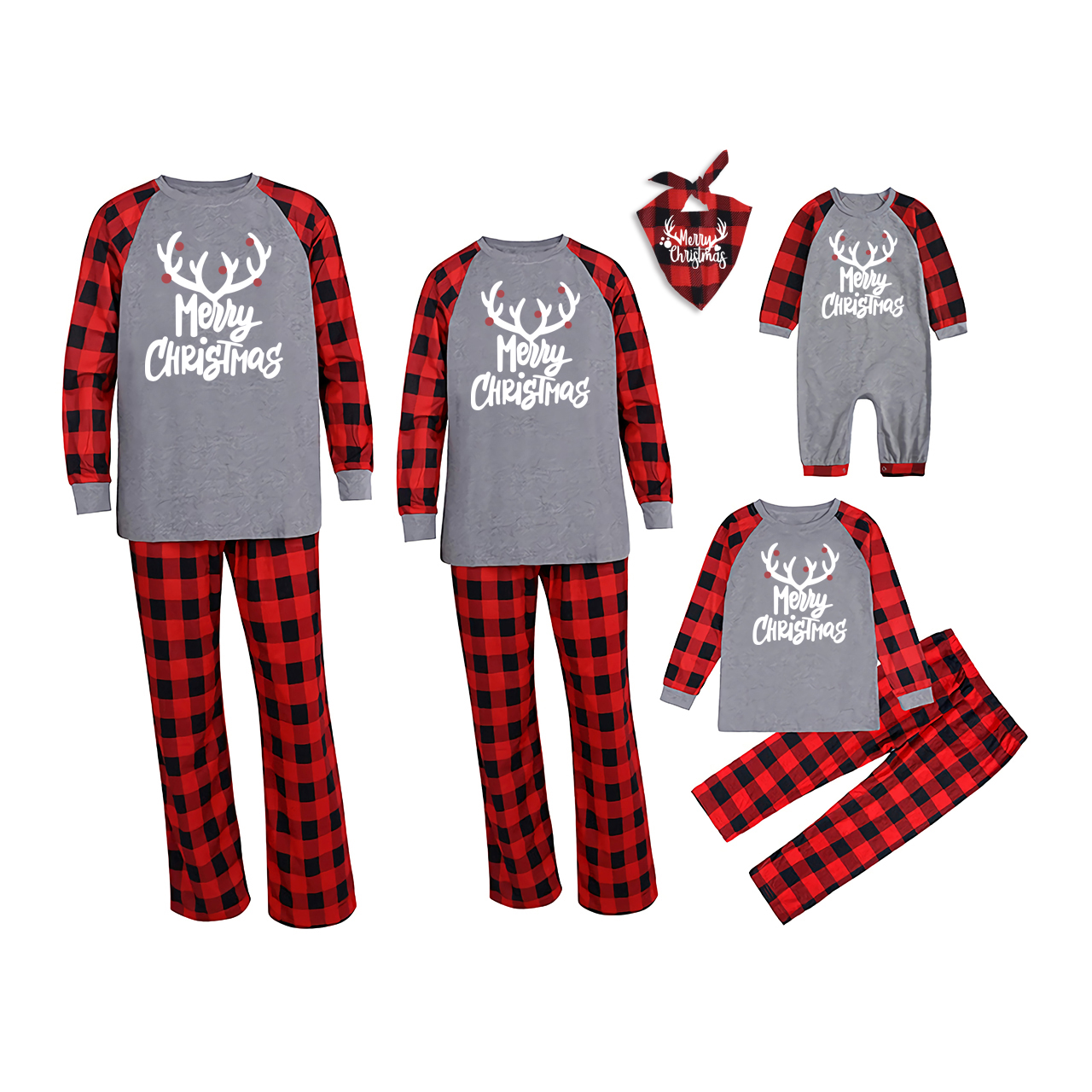 Black Antlers Christmas Family Matching Pajamas