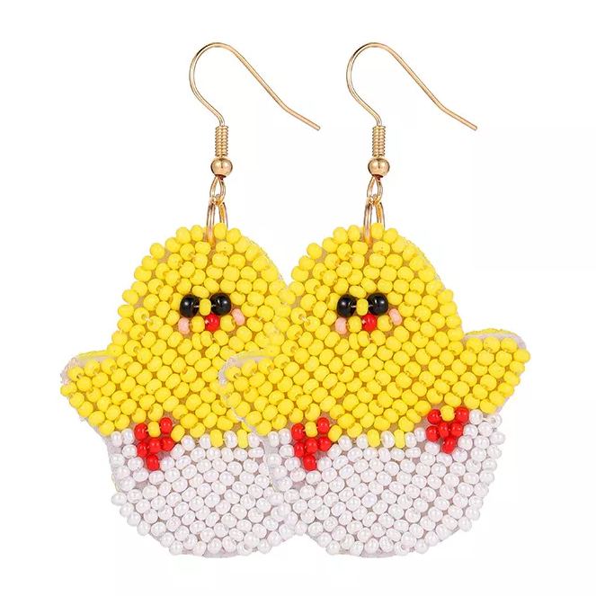 Little Chick Easter Handmade Beads Earrings