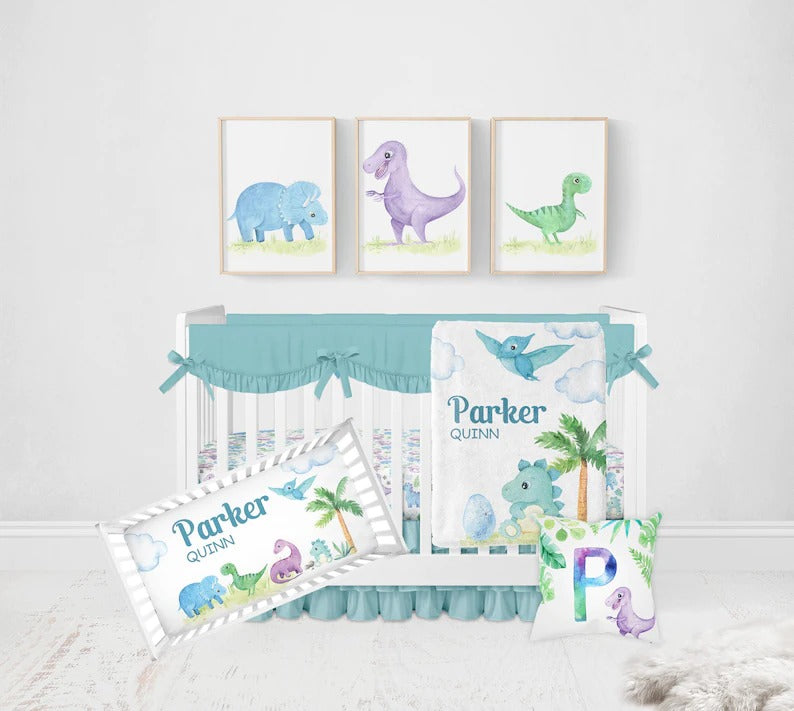 Personalized Dinosaur World Baby Boy Flannel Blanket