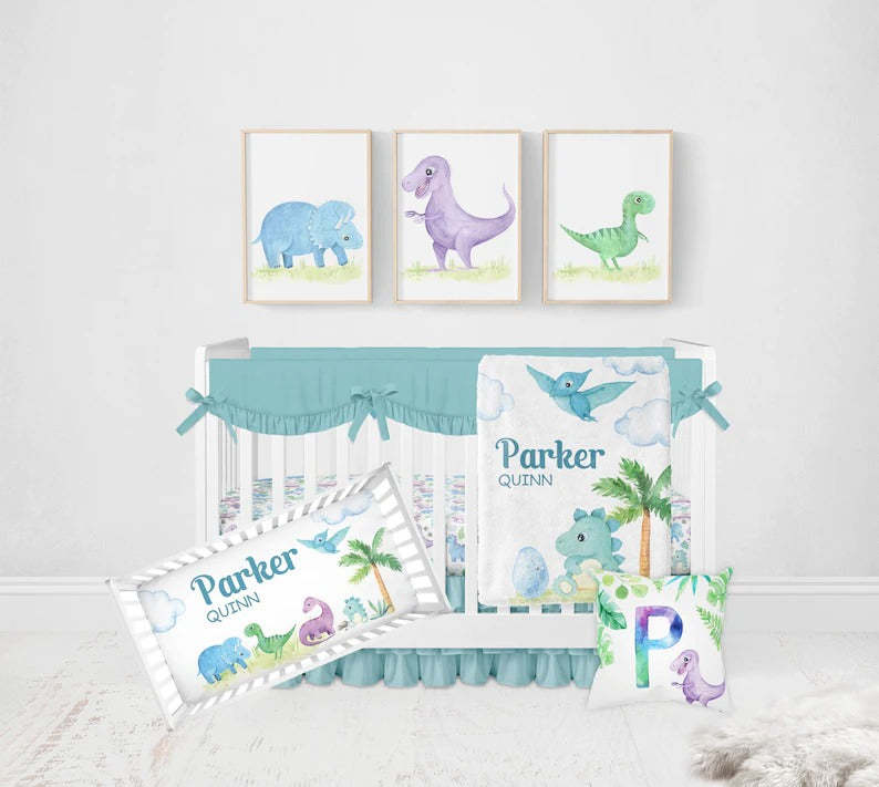 Personalized Dinosaur World Baby Boy Flannel Blanket