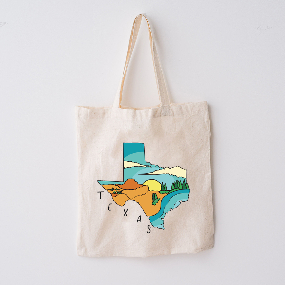Texas State Landscape Map Tote Bag