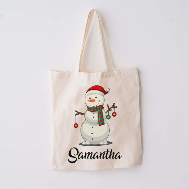 Celebrating Snowman Christmas Tote Bag
