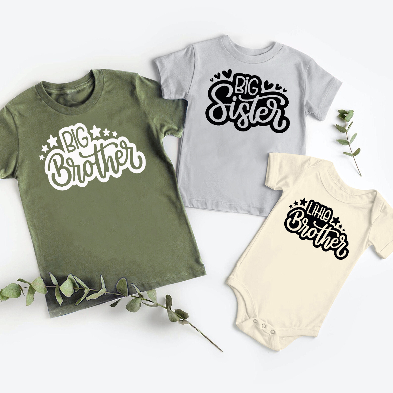 Star and Heart Personalized Siblings Family Matching Shirt