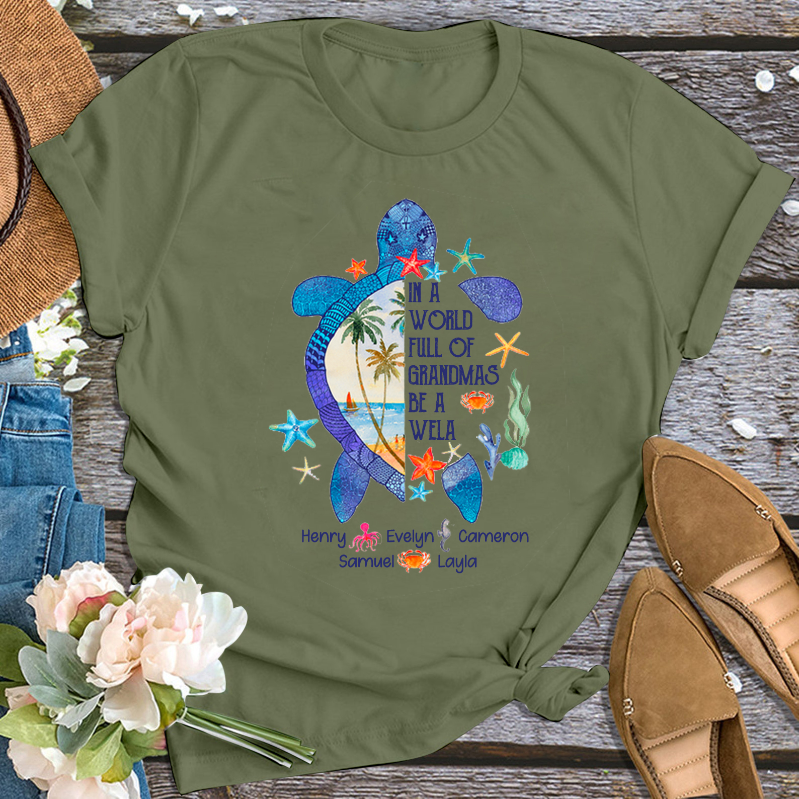 World Full Of Grandmas Personalized Shirt