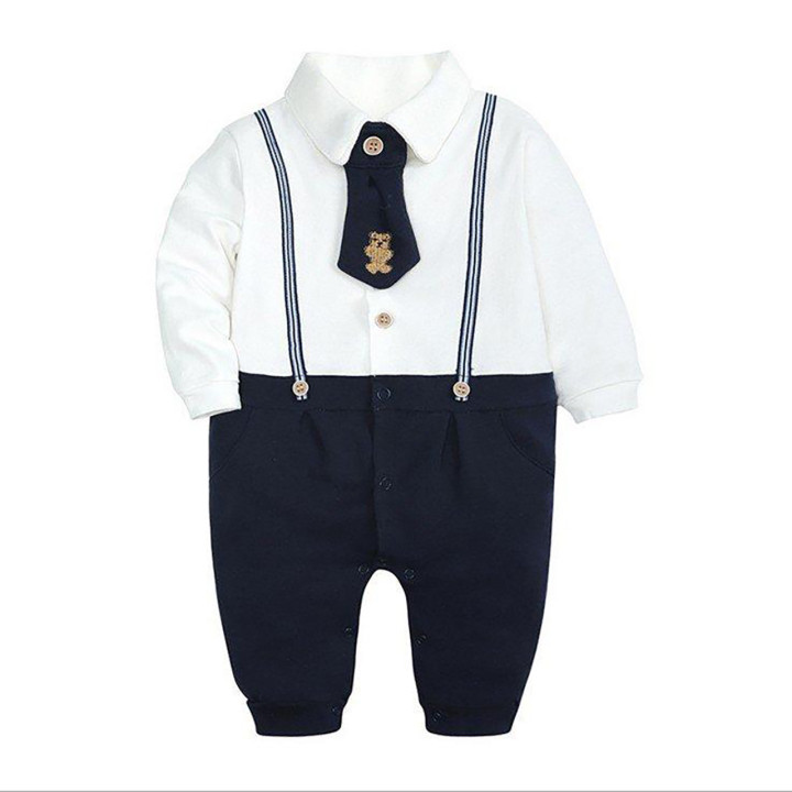 Baby Rompers Bear Bow Tie