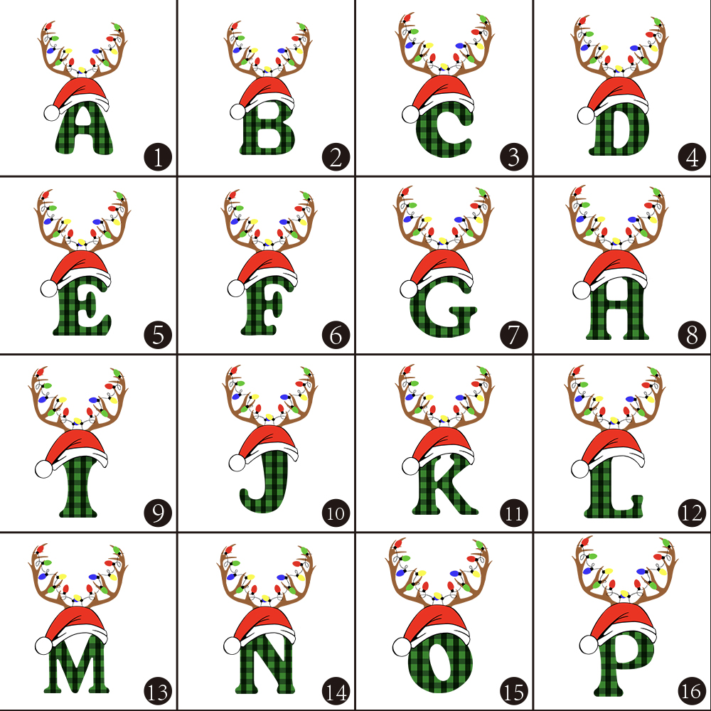 Personalized Antlers Hat Monogrammed Family Christmas Shirts