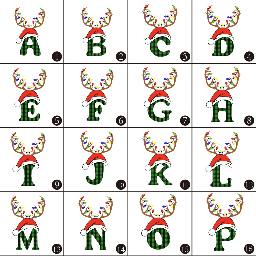 Personalized Antlers Hat Monogrammed Family Christmas Shirts